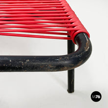 Load image into Gallery viewer, Deckchair in red scooby and black metal, 1960s