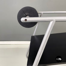 将图片加载到图库查看器,Chair in gray metal, black rubber and wood, 1980s