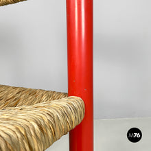 将图片加载到图库查看器,Chairs in red wood and straw, 1970s