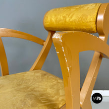 Carica l'immagine nel visualizzatore di Gallery, Yellow fabric and wooden chair by Bros/s, 1980s