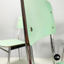 将图片加载到图库查看器,Chairs in aqua green formica and metal, 1960s