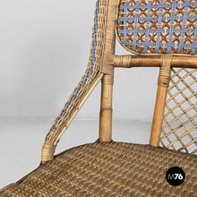 Carica l'immagine nel visualizzatore di Gallery, Chairs in rattan and light blue rattan, early 1900s