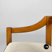 Load image into Gallery viewer, Chairs in wood and beige fabric, 1970s