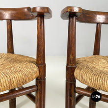 画像をギャラリービューアに読み込む, Tub chairs in straw and wood, 1970s