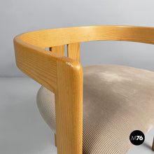 Charger l'image dans la galerie, Tub chairs in wood and beige velvet, 1980s