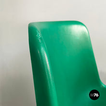 画像をギャラリービューアに読み込む, Stackable chairs in green plastic and black metal, 2000s