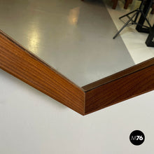 画像をギャラリービューアに読み込む, Wall mirror in wood and black leather, 1960s