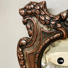 画像をギャラリービューアに読み込む, Oval wall mirror in silvered copper, early 1900s