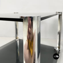 画像をギャラリービューアに読み込む, Coffee tables in smoked glass and chromed metal, 1980s