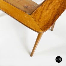 画像をギャラリービューアに読み込む, Coffee table in wood and decorated glass, 1950s