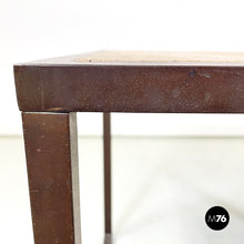 画像をギャラリービューアに読み込む, Square coffee table in travertine and metal, 1970s