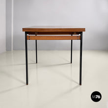 画像をギャラリービューアに読み込む, Extendable dining table in wood and black metal, 1960s