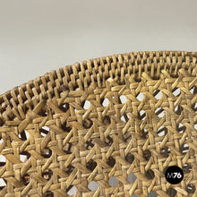 Load image into Gallery viewer, Round dining table in glass and rattan, 1960s