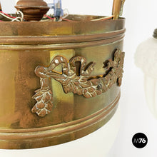 Charger l'image dans la galerie, Chandelier in molded satin glass and brass, early 1900s