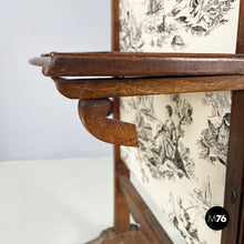 Load image into Gallery viewer, Fire screen in black and white fabric and wood, early 1900s