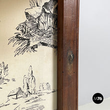 Load image into Gallery viewer, Fire screen in black and white fabric and wood, early 1900s