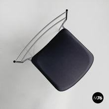 将图片加载到图库查看器,Chairs steel and black leatherette, 1970s