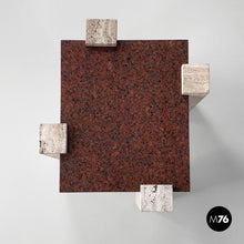 画像をギャラリービューアに読み込む, Red granite and travertine coffee table, 1970s