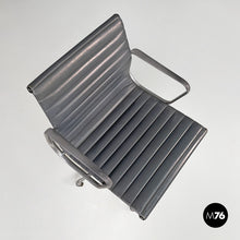 将图片加载到图库查看器,Dark grey leather office chairs EA108 by Charles and Ray Eames for ICF, 1970s