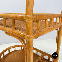 画像をギャラリービューアに読み込む, Double-shelf cart in rattan and bamboo, 1960s