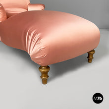 将图片加载到图库查看器,Chaise longue in pink satin and gilded wood, 1800s