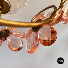 Load image into Gallery viewer, Chandeliers in pink glass and brass, early 1900s