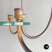 Load image into Gallery viewer, Chandelier in copper and glass, 1940s