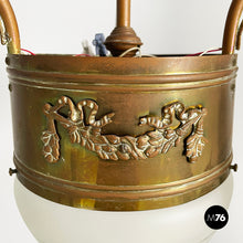 Charger l'image dans la galerie, Chandelier in molded satin glass and brass, early 1900s