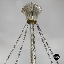 画像をギャラリービューアに読み込む, Glass and brass chandelier, 1930s
