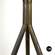 Load image into Gallery viewer, Brass and light blue and yellow metal floor ashtray, 1950s