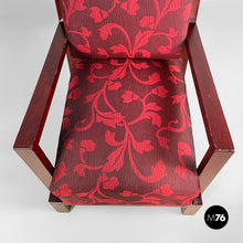 画像をギャラリービューアに読み込む, Armchair in wood and red fabric, 1930s