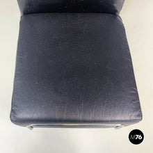 画像をギャラリービューアに読み込む, Armchair in black leather and metal, 1980s