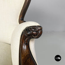 Load image into Gallery viewer, Armchairs in wood and white fabric, 1930s