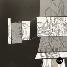 画像をギャラリービューアに読み込む, Silk-screen print with collage Macchina Impossibile by Bruno Munari, 1970s