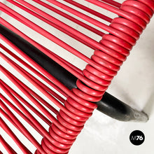 Load image into Gallery viewer, Deckchair in red scooby and black metal, 1960s