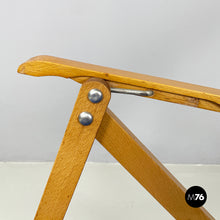 画像をギャラリービューアに読み込む, Deck chair in blue fabric and wood by Fratelli Reguitti, 1960s