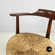 画像をギャラリービューアに読み込む, Tub chairs in straw and wood, 1970s