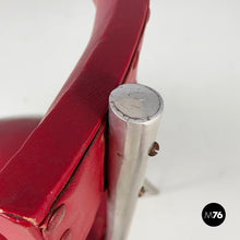将图片加载到图库查看器,Chairs in red faux leather and metal, 1930s