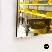 画像をギャラリービューアに読み込む, Rectangular wall mirror in wood and burnished brass, 1960s