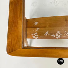 画像をギャラリービューアに読み込む, Coffee table in wood and decorated glass, 1950s