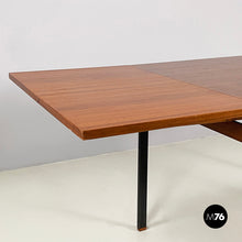 画像をギャラリービューアに読み込む, Extendable dining table in wood and black metal, 1960s