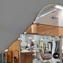 Load image into Gallery viewer, Art Decò wall mirror with peach colored parts, 1930s