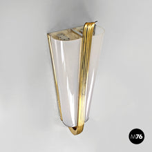 Load image into Gallery viewer, White plexiglass and brass wall lamp, 1950s