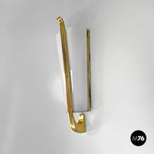 Load image into Gallery viewer, White plexiglass and brass wall lamp, 1950s