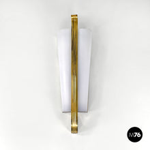 Load image into Gallery viewer, White plexiglass and brass wall lamp, 1950s