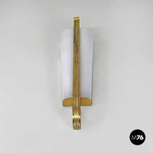 Load image into Gallery viewer, White plexiglass and brass wall lamp, 1950s