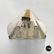 Load image into Gallery viewer, White plexiglass and brass wall lamp, 1950s