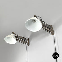 画像をギャラリービューアに読み込む, Pantograph wall lamps in white metal, 1960s