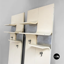Charger l'image dans la galerie, Wall-mounted coat rack in wood and metal, 1970s
