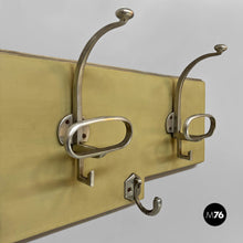 Carica l'immagine nel visualizzatore di Gallery, Wooden and metal wall coat rack, 1950s